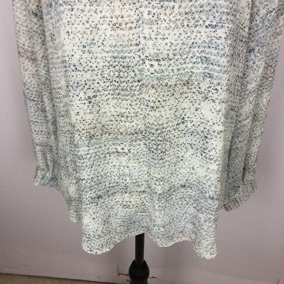 Violet & Claire Blouse Top Size M Womans White Gray V-Neck Long Sleeve Chiffon - Picture 12 of 15